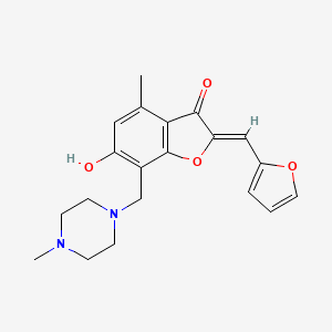 molecular formula C20H22N2O4 B2999053 (Z)-2-(furan-2-ylmethylene)-6-hydroxy-4-methyl-7-((4-methylpiperazin-1-yl)methyl)benzofuran-3(2H)-one CAS No. 903184-40-7