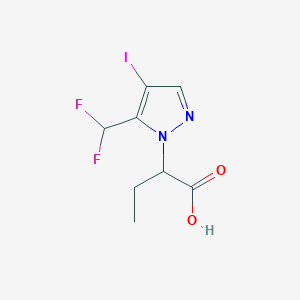 molecular formula C8H9F2IN2O2 B2999054 2-[5-(Difluoromethyl)-4-iodopyrazol-1-yl]butanoic acid CAS No. 1946822-18-9