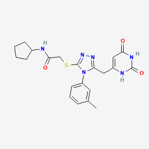 molecular formula C21H24N6O3S B2999066 N-cyclopentyl-2-[[5-[(2,4-dioxo-1H-pyrimidin-6-yl)methyl]-4-(3-methylphenyl)-1,2,4-triazol-3-yl]sulfanyl]acetamide CAS No. 852047-69-9