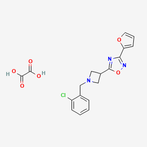 molecular formula C18H16ClN3O6 B2999074 5-(1-(2-Chlorobenzyl)azetidin-3-yl)-3-(furan-2-yl)-1,2,4-oxadiazole oxalate CAS No. 1428347-99-2