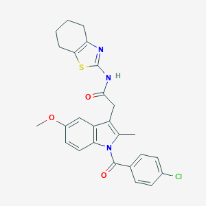 molecular formula C26H24ClN3O3S B299909 2-[1-(4-chlorobenzoyl)-5-methoxy-2-methyl-1H-indol-3-yl]-N-(4,5,6,7-tetrahydro-1,3-benzothiazol-2-yl)acetamide 