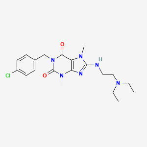molecular formula C20H27ClN6O2 B2999100 1-(4-chlorobenzyl)-8-((2-(diethylamino)ethyl)amino)-3,7-dimethyl-1H-purine-2,6(3H,7H)-dione CAS No. 919020-86-3
