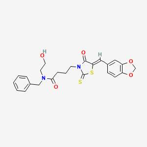 (Z)-4-(5-(benzo[d][1,3]dioxol-5-ylmethylene)-4-oxo-2-thioxothiazolidin-3-yl)-N-benzyl-N-(2-hydroxyethyl)butanamide