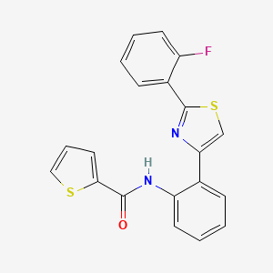 molecular formula C20H13FN2OS2 B2999107 N-(2-(2-(2-氟苯基)噻唑-4-基)苯基)噻吩-2-羧酰胺 CAS No. 1705350-58-8