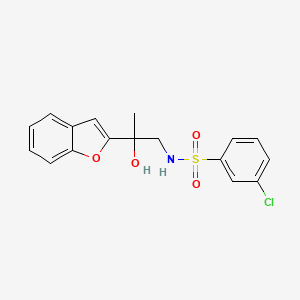 molecular formula C17H16ClNO4S B2999108 N-(2-(苯并呋喃-2-基)-2-羟基丙基)-3-氯苯磺酰胺 CAS No. 2034600-88-7