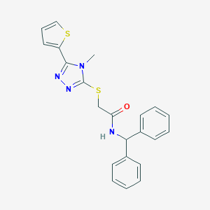 molecular formula C22H20N4OS2 B299911 N-benzhydryl-2-{[4-methyl-5-(2-thienyl)-4H-1,2,4-triazol-3-yl]sulfanyl}acetamide 