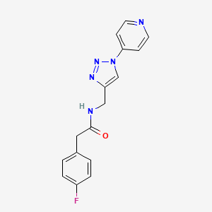 molecular formula C16H14FN5O B2999111 2-(4-fluorophenyl)-N-((1-(pyridin-4-yl)-1H-1,2,3-triazol-4-yl)methyl)acetamide CAS No. 2034387-05-6