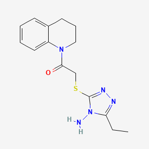 molecular formula C15H19N5OS B2999115 2-[(4-amino-5-ethyl-1,2,4-triazol-3-yl)sulfanyl]-1-(3,4-dihydro-2H-quinolin-1-yl)ethanone CAS No. 496033-22-8