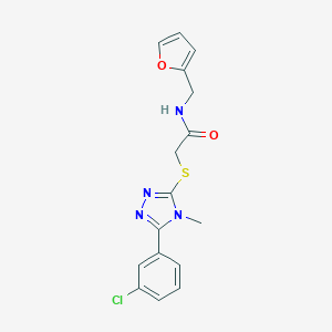 molecular formula C16H15ClN4O2S B299912 2-{[5-(3-chlorophenyl)-4-methyl-4H-1,2,4-triazol-3-yl]sulfanyl}-N-(2-furylmethyl)acetamide 