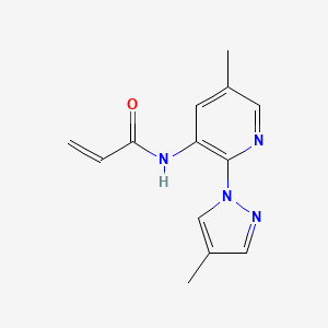 molecular formula C13H14N4O B2999120 N-[5-Methyl-2-(4-methylpyrazol-1-yl)pyridin-3-yl]prop-2-enamide CAS No. 2305538-10-5