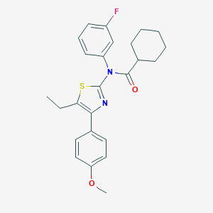 molecular formula C25H27FN2O2S B299913 N-[5-ethyl-4-(4-methoxyphenyl)-1,3-thiazol-2-yl]-N-(3-fluorophenyl)cyclohexanecarboxamide 