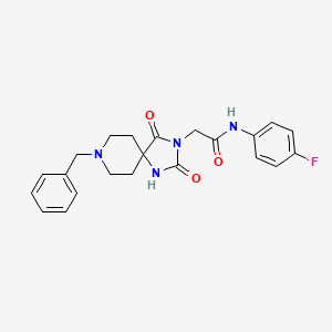 molecular formula C22H23FN4O3 B2999131 2-(8-benzyl-2,4-dioxo-1,3,8-triazaspiro[4.5]decan-3-yl)-N-(4-fluorophenyl)acetamide CAS No. 941970-34-9