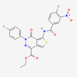 molecular formula C22H14ClFN4O6S B2999134 Ethyl 5-(4-chloro-3-nitrobenzamido)-3-(4-fluorophenyl)-4-oxo-3,4-dihydrothieno[3,4-d]pyridazine-1-carboxylate CAS No. 851949-54-7