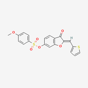 molecular formula C20H14O6S2 B2999138 (Z)-3-氧代-2-(噻吩-2-基亚甲基)-2,3-二氢苯并呋喃-6-基 4-甲氧基苯磺酸酯 CAS No. 929470-58-6