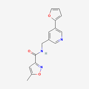 molecular formula C15H13N3O3 B2999139 N-((5-(furan-2-yl)pyridin-3-yl)methyl)-5-methylisoxazole-3-carboxamide CAS No. 2034517-80-9
