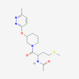 molecular formula C17H26N4O3S B2999140 N-(1-(3-((6-甲基吡哒嗪-3-基)氧基)哌啶-1-基)-4-(甲硫基)-1-氧代丁-2-基)乙酰胺 CAS No. 2034208-14-3