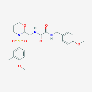 molecular formula C23H29N3O7S B2999153 N1-((3-((4-methoxy-3-methylphenyl)sulfonyl)-1,3-oxazinan-2-yl)methyl)-N2-(4-methoxybenzyl)oxalamide CAS No. 872986-16-8