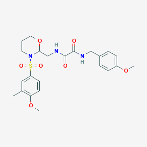 molecular formula C23H29N3O7S B2999153 N1-((3-((4-甲氧基-3-甲基苯基)磺酰基)-1,3-恶嗪烷-2-基)甲基)-N2-(4-甲氧基苄基)草酰胺 CAS No. 872986-16-8