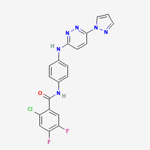 molecular formula C20H13ClF2N6O B2999156 N-(4-((6-(1H-pyrazol-1-yl)pyridazin-3-yl)amino)phenyl)-2-chloro-4,5-difluorobenzamide CAS No. 1019105-64-6