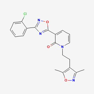 molecular formula C20H17ClN4O3 B2999170 3-(3-(2-chlorophenyl)-1,2,4-oxadiazol-5-yl)-1-(2-(3,5-dimethylisoxazol-4-yl)ethyl)pyridin-2(1H)-one CAS No. 1396869-05-8