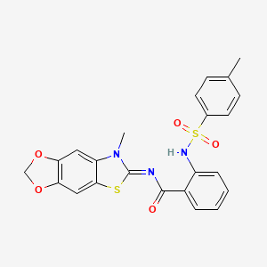 (E)-N-(7-methyl-[1,3]dioxolo[4',5':4,5]benzo[1,2-d]thiazol-6(7H)-ylidene)-2-(4-methylphenylsulfonamido)benzamide