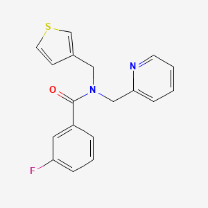 3-fluoro-N-(pyridin-2-ylmethyl)-N-(thiophen-3-ylmethyl)benzamide