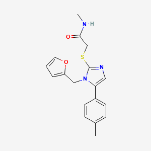 molecular formula C18H19N3O2S B2999181 2-((1-(furan-2-ylmethyl)-5-(p-tolyl)-1H-imidazol-2-yl)thio)-N-methylacetamide CAS No. 1206989-23-2