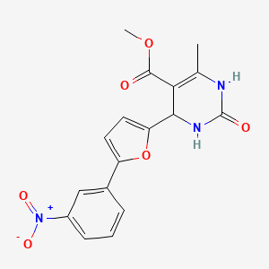 molecular formula C17H15N3O6 B2999186 Methyl 6-methyl-4-[5-(3-nitrophenyl)furan-2-yl]-2-oxo-1,2,3,4-tetrahydropyrimidine-5-carboxylate CAS No. 324567-08-0