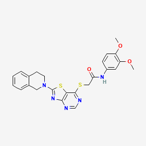molecular formula C24H23N5O3S2 B2999187 2-((2-(3,4-dihydroisoquinolin-2(1H)-yl)thiazolo[4,5-d]pyrimidin-7-yl)thio)-N-(3,4-dimethoxyphenyl)acetamide CAS No. 1189687-73-7