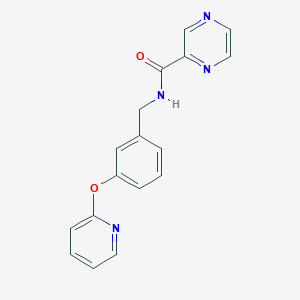 molecular formula C17H14N4O2 B2999188 N-(3-(吡啶-2-氧基)苄基)吡嗪-2-甲酰胺 CAS No. 1448124-99-9