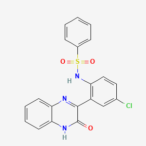 molecular formula C20H14ClN3O3S B2999190 N-[4-chloro-2-(3-oxo-4H-quinoxalin-2-yl)phenyl]benzenesulfonamide CAS No. 899982-55-9