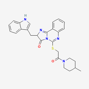 B2999193 2-(1H-indol-3-ylmethyl)-5-[2-(4-methylpiperidin-1-yl)-2-oxoethyl]sulfanyl-2H-imidazo[1,2-c]quinazolin-3-one CAS No. 958578-34-2