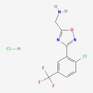 (3-(2-Chloro-5-(trifluoromethyl)phenyl)-1,2,4-oxadiazol-5-yl)methanamine hydrochloride