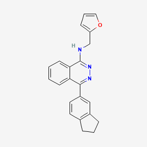 molecular formula C22H19N3O B2999200 N-[4-(2,3-二氢-1H-茚-5-基)-1-菲噻啉基]-N-(2-呋喃基甲基)胺 CAS No. 866133-81-5