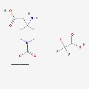 molecular formula C14H23F3N2O6 B2999205 2-[4-Amino-1-[(2-methylpropan-2-yl)oxycarbonyl]piperidin-4-yl]acetic acid;2,2,2-trifluoroacetic acid CAS No. 2253632-36-7