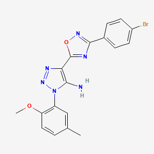 molecular formula C18H15BrN6O2 B2999206 4-(3-(4-bromophenyl)-1,2,4-oxadiazol-5-yl)-1-(2-methoxy-5-methylphenyl)-1H-1,2,3-triazol-5-amine CAS No. 931931-50-9