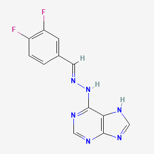molecular formula C12H8F2N6 B2999208 (E)-6-(2-(3,4-difluorobenzylidene)hydrazinyl)-9H-purine CAS No. 537667-39-3