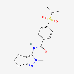 molecular formula C17H21N3O3S B2999211 N-{2-甲基-2H,4H,5H,6H-环戊并[c]吡唑-3-基}-4-(丙烷-2-磺酰基)苯甲酰胺 CAS No. 1208900-96-2
