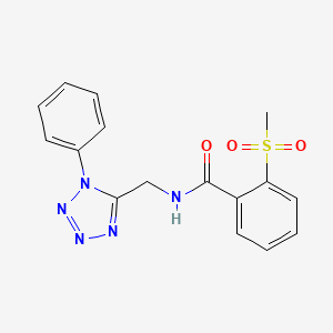 molecular formula C16H15N5O3S B2999216 2-(methylsulfonyl)-N-((1-phenyl-1H-tetrazol-5-yl)methyl)benzamide CAS No. 921075-33-4