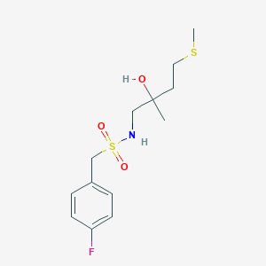 molecular formula C13H20FNO3S2 B2999220 1-(4-fluorophenyl)-N-(2-hydroxy-2-methyl-4-(methylthio)butyl)methanesulfonamide CAS No. 1396870-95-3