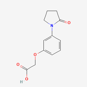 molecular formula C12H13NO4 B2999222 2-[3-(2-oxopyrrolidin-1-yl)phenoxy]acetic Acid CAS No. 870693-12-2