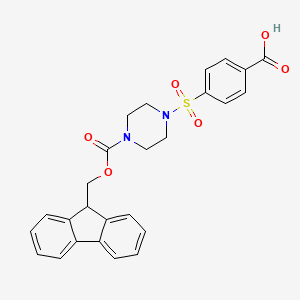 molecular formula C26H24N2O6S B2999224 4-[4-(9H-Fluoren-9-ylmethoxycarbonyl)piperazin-1-yl]sulfonylbenzoic acid CAS No. 2127078-88-8