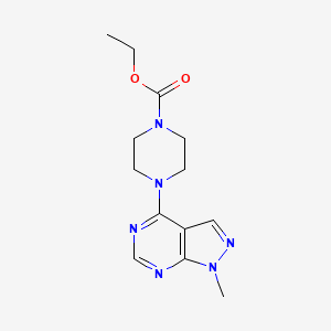 molecular formula C13H18N6O2 B2999226 ethyl 4-(1-methyl-1H-pyrazolo[3,4-d]pyrimidin-4-yl)piperazine-1-carboxylate CAS No. 869072-37-7