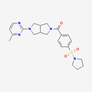 molecular formula C22H27N5O3S B2999252 [2-(4-Methylpyrimidin-2-yl)-1,3,3a,4,6,6a-hexahydropyrrolo[3,4-c]pyrrol-5-yl]-(4-pyrrolidin-1-ylsulfonylphenyl)methanone CAS No. 2415554-98-0