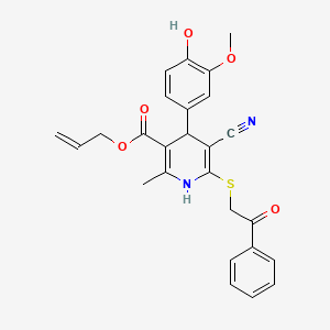 Prop-2-enyl 5-cyano-4-(4-hydroxy-3-methoxyphenyl)-2-methyl-6-phenacylsulfanyl-1,4-dihydropyridine-3-carboxylate