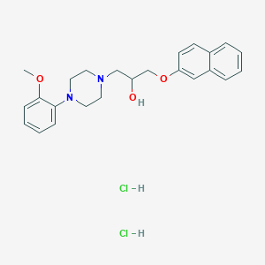 molecular formula C24H30Cl2N2O3 B2999260 1-(4-(2-Methoxyphenyl)piperazin-1-yl)-3-(naphthalen-2-yloxy)propan-2-ol dihydrochloride CAS No. 1215741-37-9