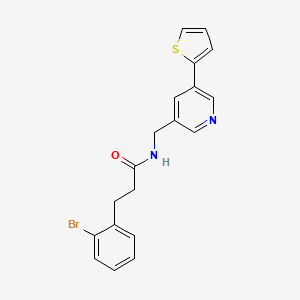 molecular formula C19H17BrN2OS B2999267 3-(2-bromophenyl)-N-((5-(thiophen-2-yl)pyridin-3-yl)methyl)propanamide CAS No. 2034595-66-7