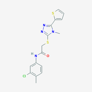 molecular formula C16H15ClN4OS2 B299927 N-(3-chloro-4-methylphenyl)-2-{[4-methyl-5-(2-thienyl)-4H-1,2,4-triazol-3-yl]sulfanyl}acetamide 