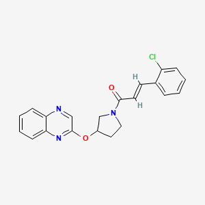 molecular formula C21H18ClN3O2 B2999279 (2E)-3-(2-chlorophenyl)-1-[3-(quinoxalin-2-yloxy)pyrrolidin-1-yl]prop-2-en-1-one CAS No. 2097940-58-2