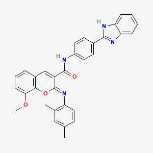 molecular formula C32H26N4O3 B2999297 (2Z)-N-[4-(1H-苯并咪唑-2-基)苯基]-2-[(2,4-二甲苯基)亚氨基]-8-甲氧基-2H-色烯-3-甲酰胺 CAS No. 478342-91-5